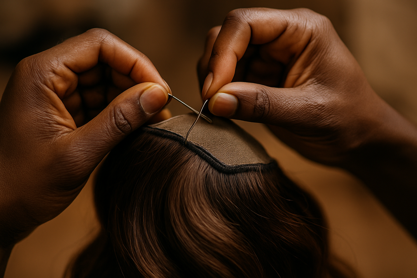 Black Hands sewing wig