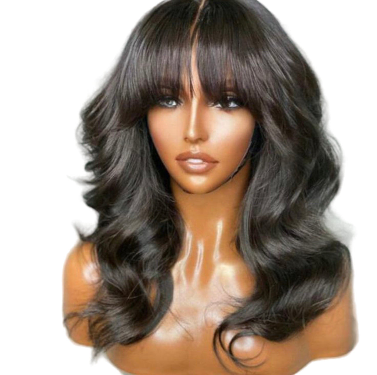 RAW INDIAN WAVY W/ BANG 5X5 CLOSURE WIG 150% DENSITY