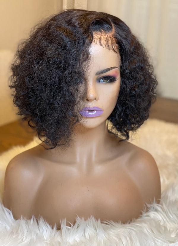 RAW INDIAN CURLY SIDE PART 5X5 CLOSURE WIG 150% DENSITY